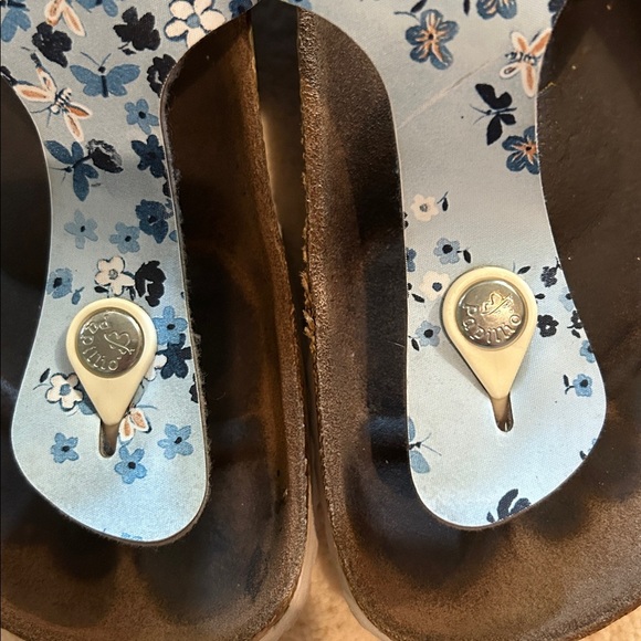 Birkenstock Papillio Gizeh Thong Leather Sandals Floral Butterflies Blue - Picture 10 of 17